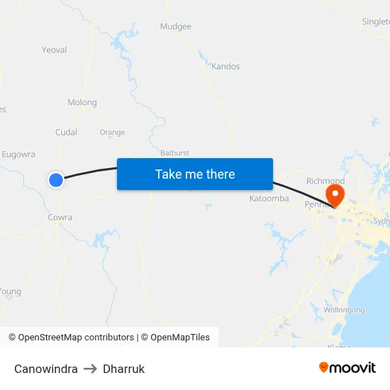 Canowindra to Dharruk map