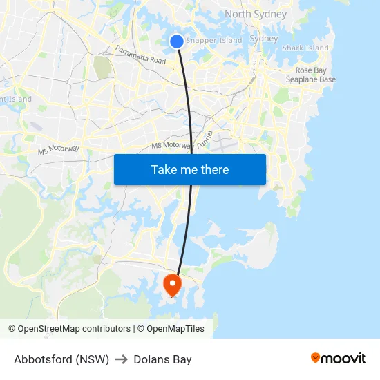 Abbotsford (NSW) to Dolans Bay map