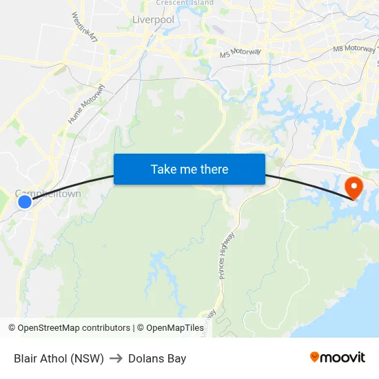 Blair Athol (NSW) to Dolans Bay map