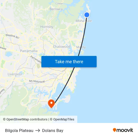 Bilgola Plateau to Dolans Bay map
