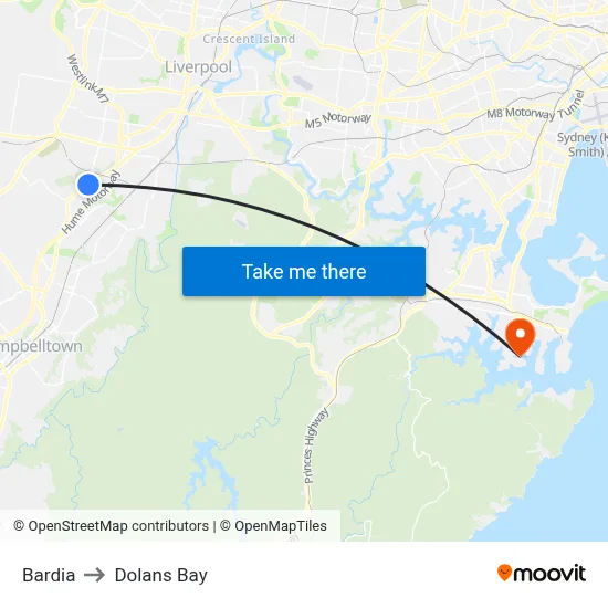 Bardia to Dolans Bay map