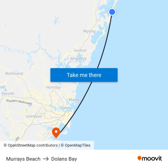 Murrays Beach to Dolans Bay map