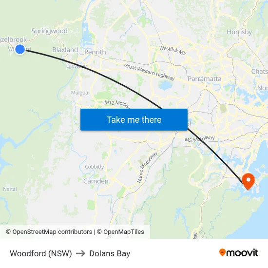 Woodford (NSW) to Dolans Bay map