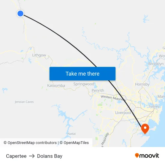 Capertee to Dolans Bay map