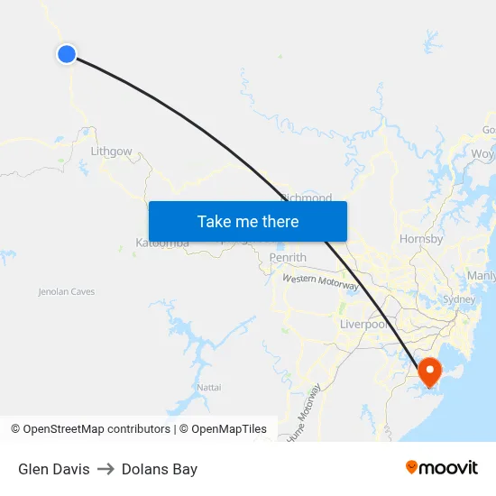 Glen Davis to Dolans Bay map