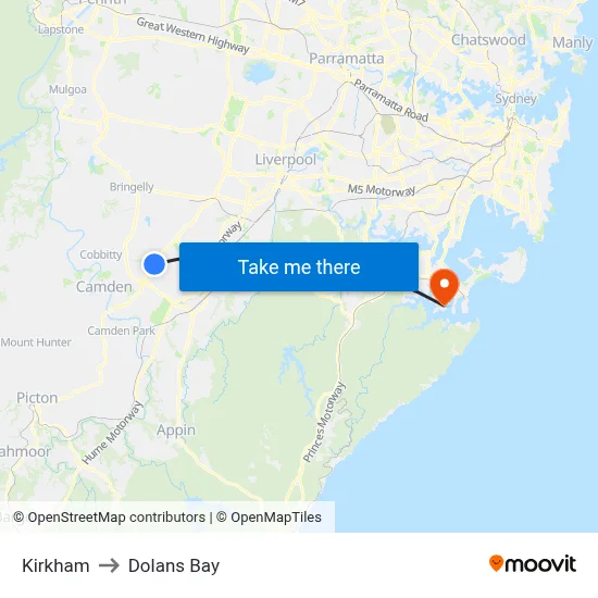 Kirkham to Dolans Bay map