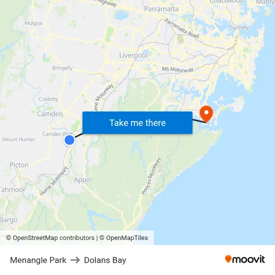 Menangle Park to Dolans Bay map