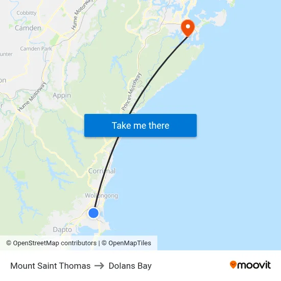 Mount Saint Thomas to Dolans Bay map