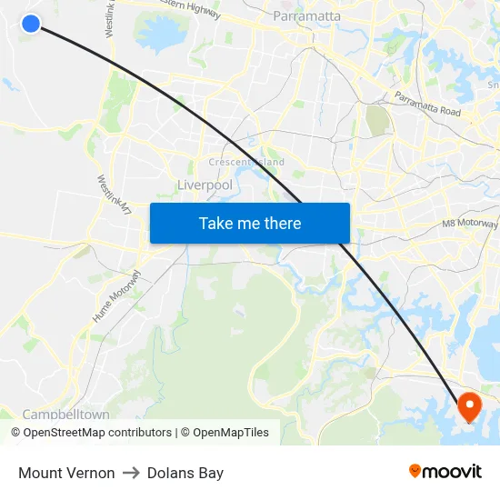 Mount Vernon to Dolans Bay map