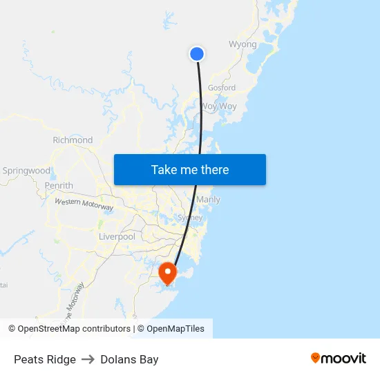 Peats Ridge to Dolans Bay map