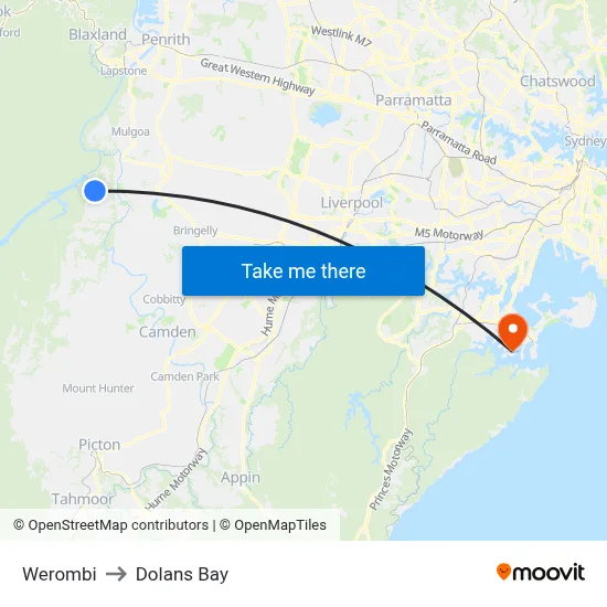 Werombi to Dolans Bay map