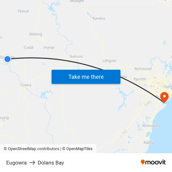 Eugowra to Dolans Bay map