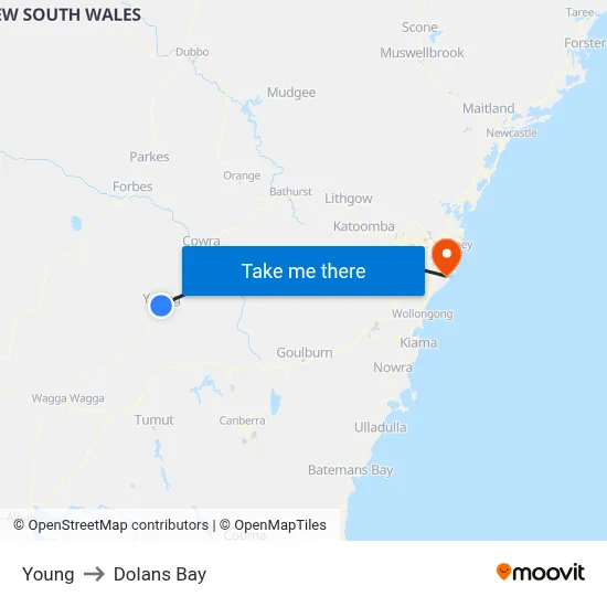 Young to Dolans Bay map