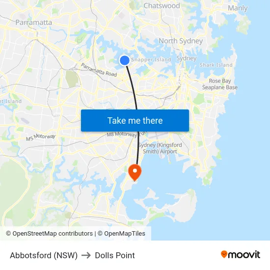 Abbotsford (NSW) to Dolls Point map
