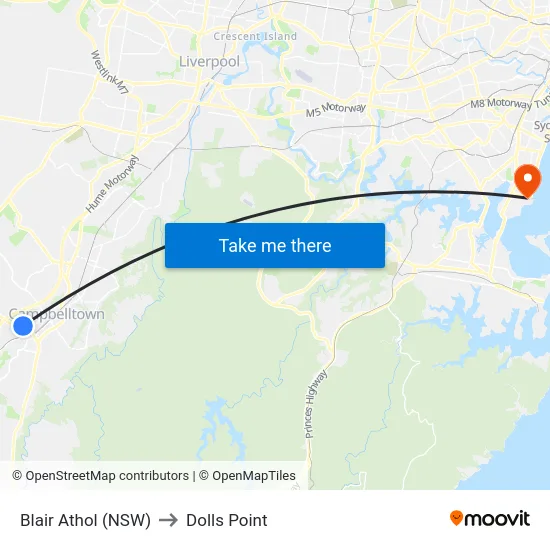 Blair Athol (NSW) to Dolls Point map
