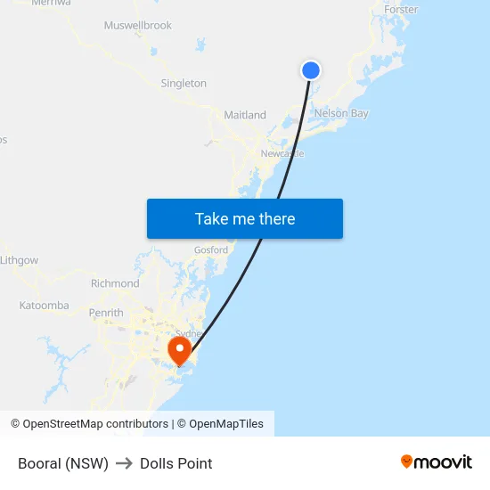 Booral (NSW) to Dolls Point map