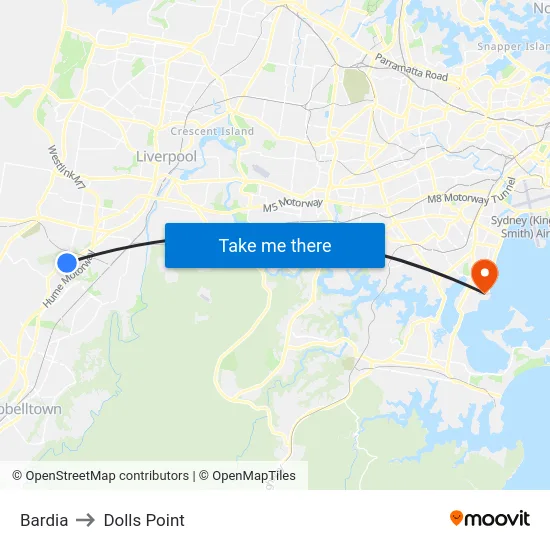 Bardia to Dolls Point map