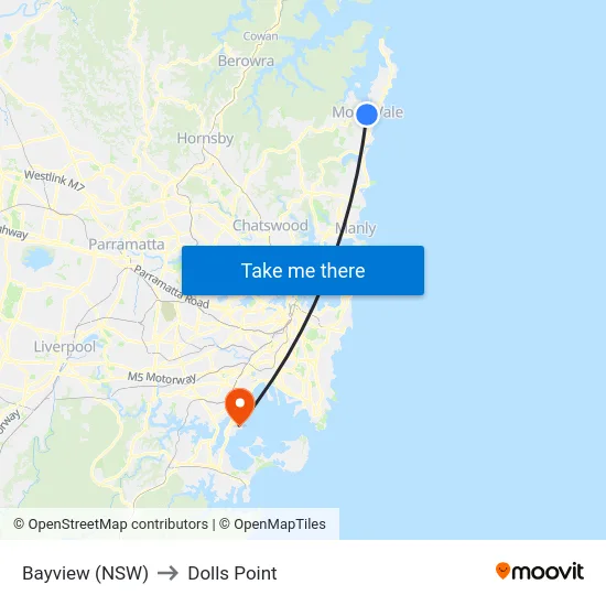 Bayview (NSW) to Dolls Point map