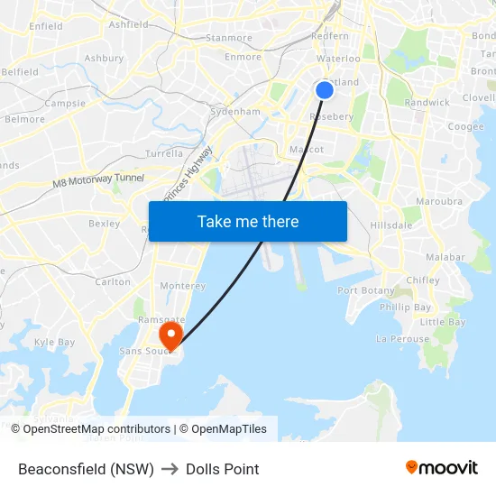 Beaconsfield (NSW) to Dolls Point map