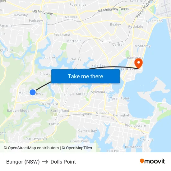Bangor (NSW) to Dolls Point map