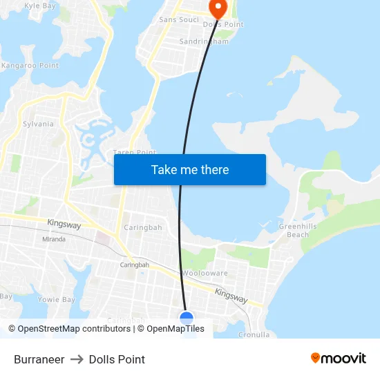 Burraneer to Dolls Point map