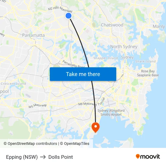 Epping (NSW) to Dolls Point map