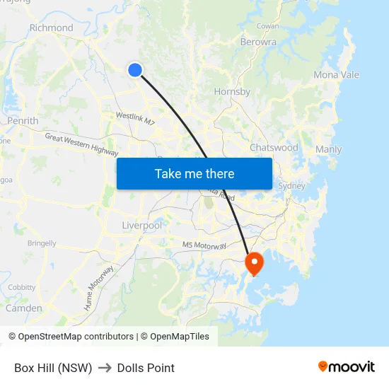 Box Hill (NSW) to Dolls Point map