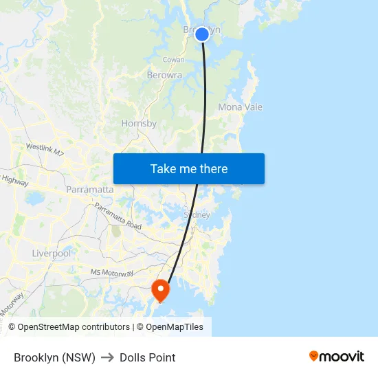 Brooklyn (NSW) to Dolls Point map