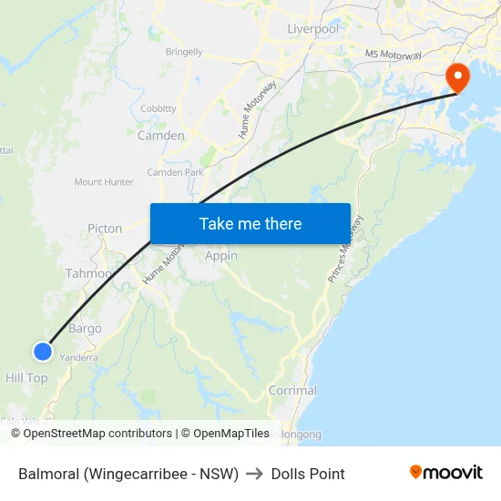 Balmoral (Wingecarribee - NSW) to Dolls Point map