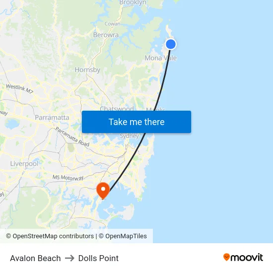 Avalon Beach to Dolls Point map