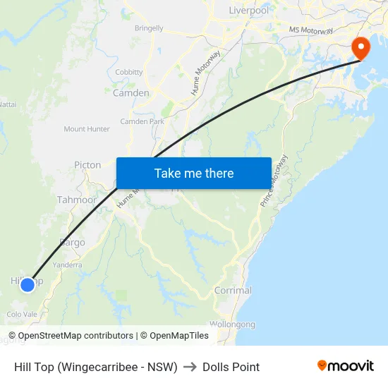 Hill Top (Wingecarribee - NSW) to Dolls Point map