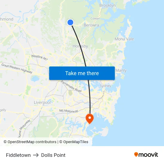 Fiddletown to Dolls Point map