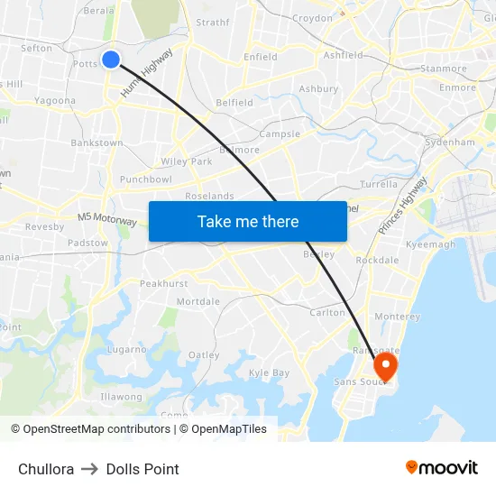 Chullora to Dolls Point map