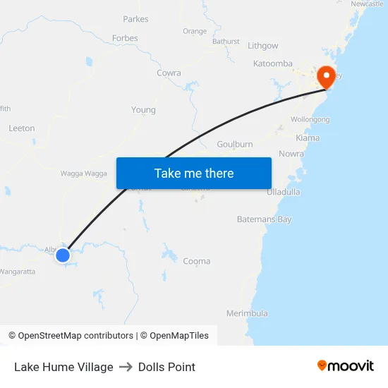 Lake Hume Village to Dolls Point map