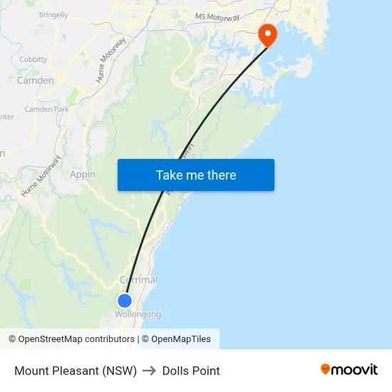 Mount Pleasant (NSW) to Dolls Point map