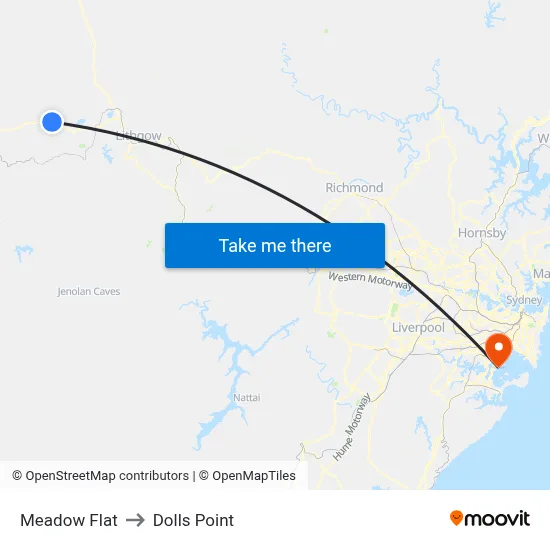 Meadow Flat to Dolls Point map