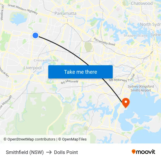 Smithfield (NSW) to Dolls Point map