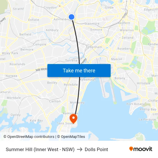 Summer Hill (Inner West - NSW) to Dolls Point map