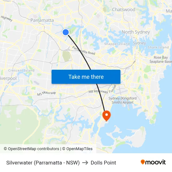 Silverwater (Parramatta - NSW) to Dolls Point map