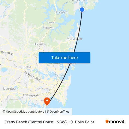 Pretty Beach (Central Coast - NSW) to Dolls Point map