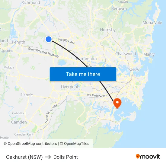 Oakhurst (NSW) to Dolls Point map