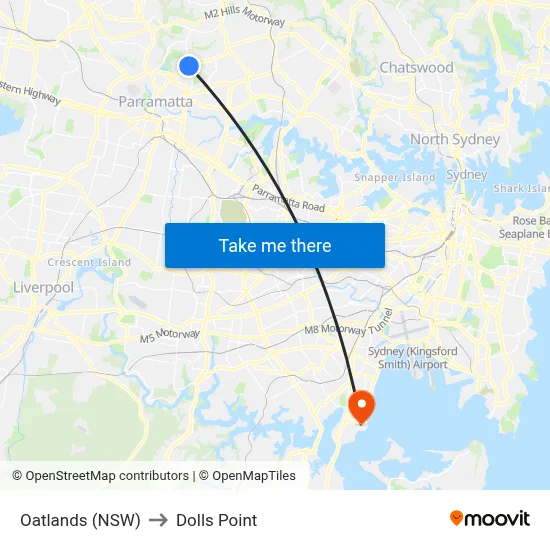 Oatlands (NSW) to Dolls Point map