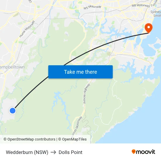 Wedderburn (NSW) to Dolls Point map