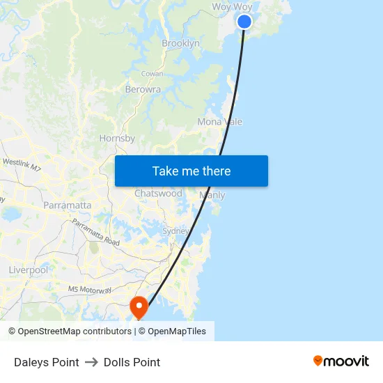 Daleys Point to Dolls Point map