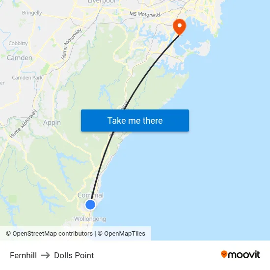 Fernhill to Dolls Point map