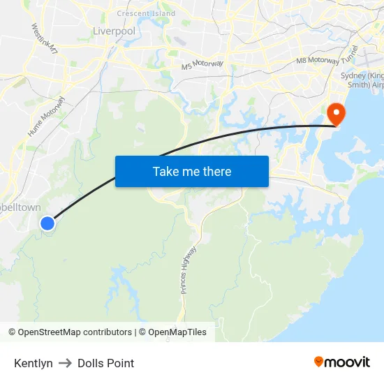 Kentlyn to Dolls Point map