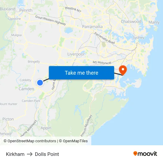 Kirkham to Dolls Point map