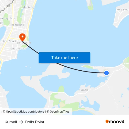 Kurnell to Dolls Point map