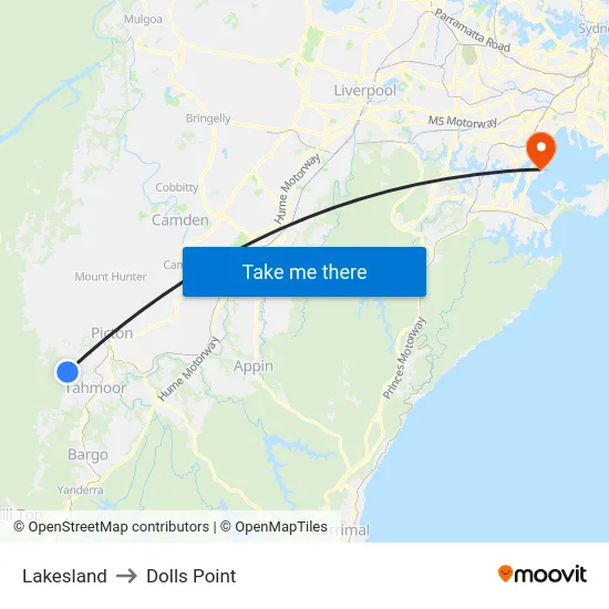 Lakesland to Dolls Point map