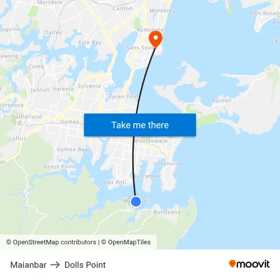 Maianbar to Dolls Point map